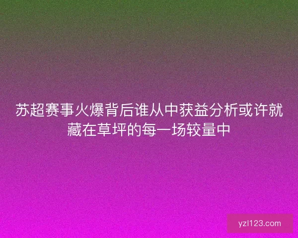 苏超赛事火爆背后谁从中获益分析或许就藏在草坪的每一场较量中 苏超赛事火爆背后谁从中获益分析或许就藏在草坪的每一场较量中
