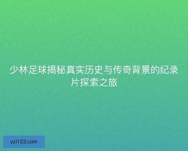 少林足球揭秘真实历史与传奇背景的纪录片探索之旅
