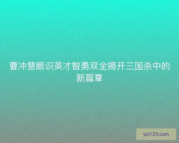 曹冲慧眼识英才智勇双全揭开三国杀中的新篇章