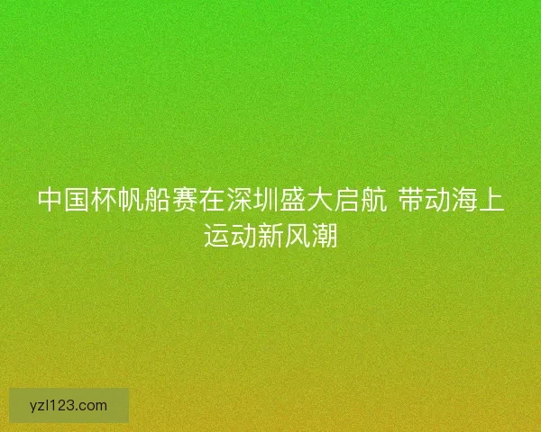 中国杯帆船赛在深圳盛大启航 带动海上运动新风潮